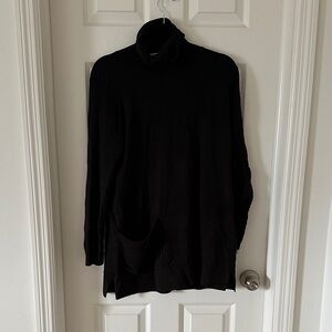 CAbi Rich Chocolate Turtleneck Tunic Sweater with Front Pockets